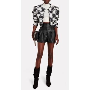 Intermix Shorts Women 4 Black Kitty Pleated Faux Leather High Rise Streetwear